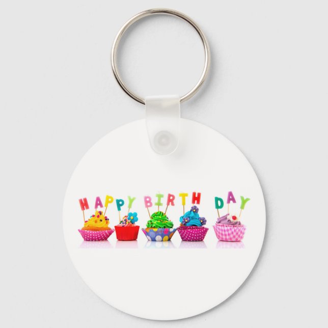 Happy Birthday Cupcakes - Keychain (Front)