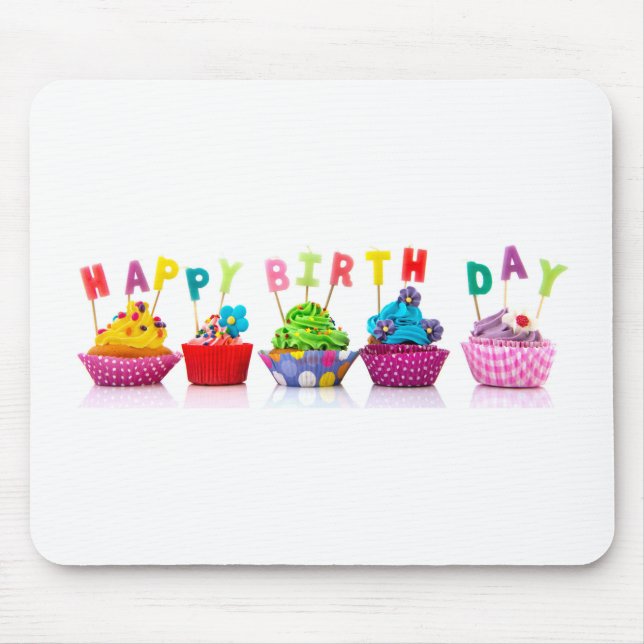 Happy Birthday Cupcakes Mouse Pad (Front)