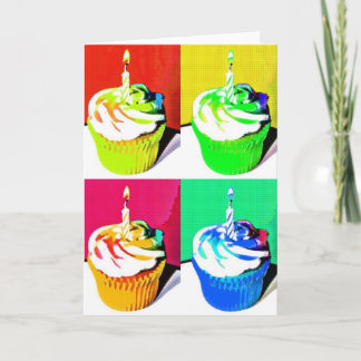 Happy Birthday Cupcakes Pop Art Greeting Card
