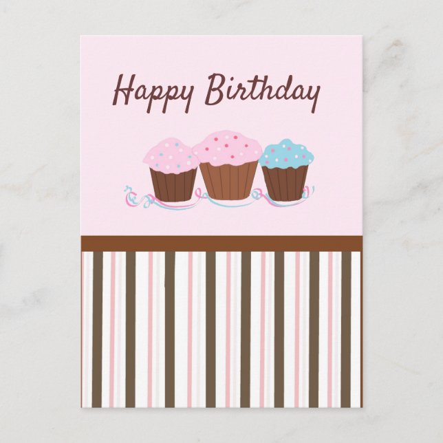 Happy Birthday Cupcakes Post Card (Front)