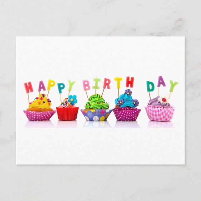 Happy Birthday Cupcakes Postcard (Front)