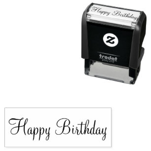 Happy Birthday Cursive Script Template Self-inking Stamp