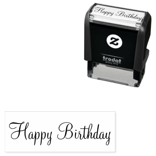 Happy Birthday Cursive Script Template Self-inking Stamp (In Situ)