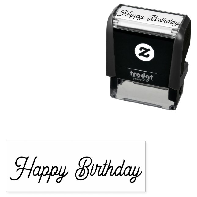 Happy Birthday Cursive Script Text Template Self-inking Stamp (In Situ)
