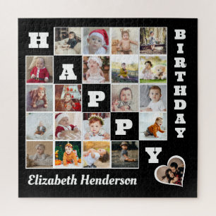Happy Birthday Custom 21 Photo Collage Gift Jigsaw Puzzle