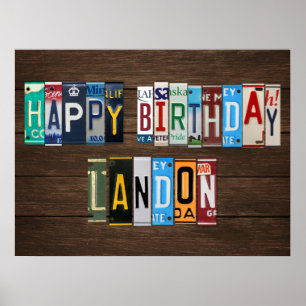 Happy Birthday Custom License Plate Sign LANDON