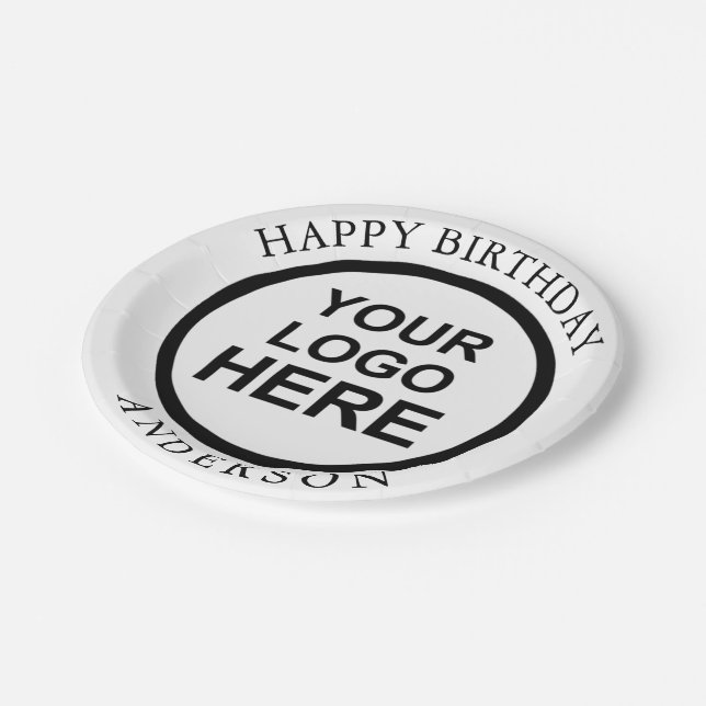 Happy Birthday Custom Logo Paper Plate (Angled)