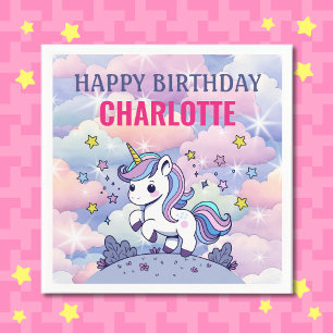 Happy Birthday Custom Magical Unicorn Napkin