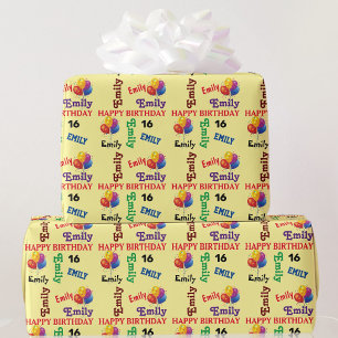 Happy Birthday Custom Name & Age Girls or Boys Wrapping Paper