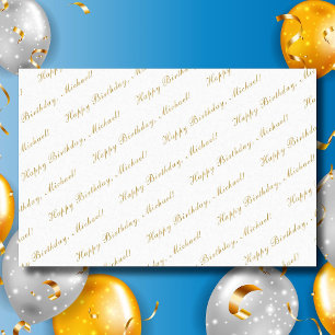 Happy Birthday Custom Name Elegant White Tissue Paper