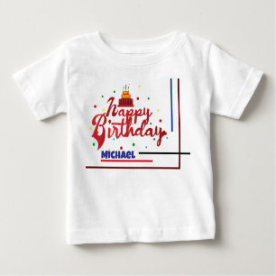Happy Birthday Custom Name Modern Elegant Gift Baby T-Shirt