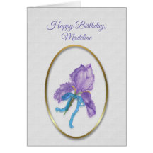 Happy Birthday, (custom name) Purple Iris