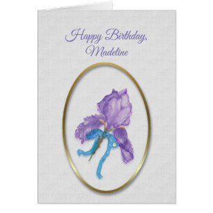 Happy Birthday, (custom name) Purple Iris