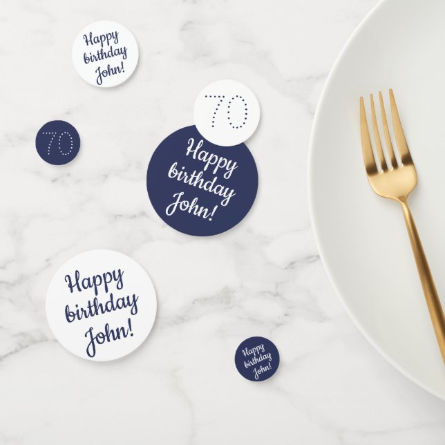 Happy Birthday - Custom Personalised Blue & White Confetti (Group)