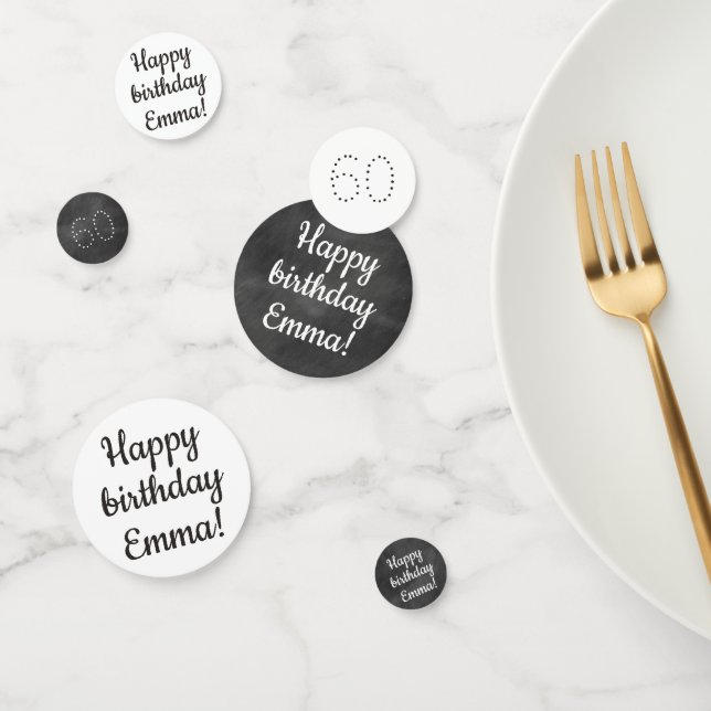 Happy Birthday Custom Personalised Chalkboard Grey Confetti (Group)