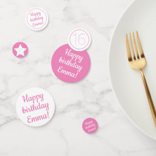 Happy Birthday - Custom Personalised Pink & White Confetti