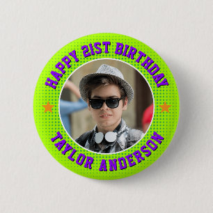 Happy Birthday Custom Photo Retro Personalized 6 Cm Round Badge