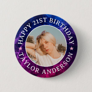Happy Birthday Custom Photo Smoke Smoky Effect 6 Cm Round Badge