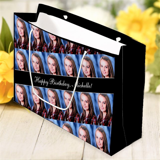 Happy Birthday Custom Photo Text Personalized Large Gift Bag (Creator Uploaded)