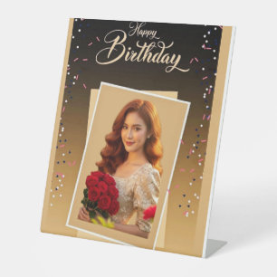 Happy Birthday Custom Photo Unique Party Décor Pedestal Sign