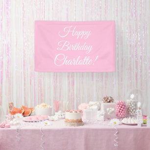 Happy Birthday custom script name text light pink Banner