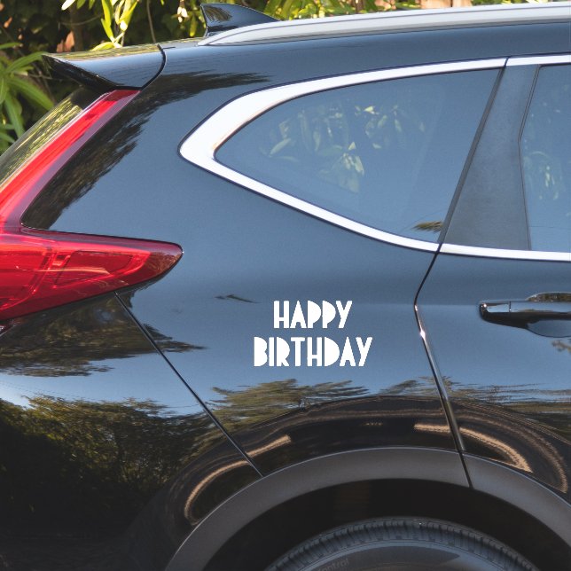 Happy Birthday Custom Simple Minimal White (Car Side)