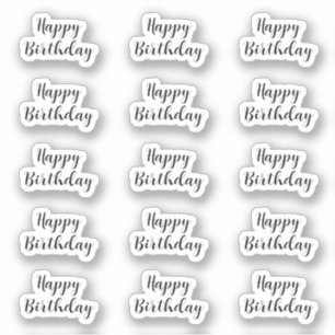 Happy Birthday Custom Text Age Black White Simple