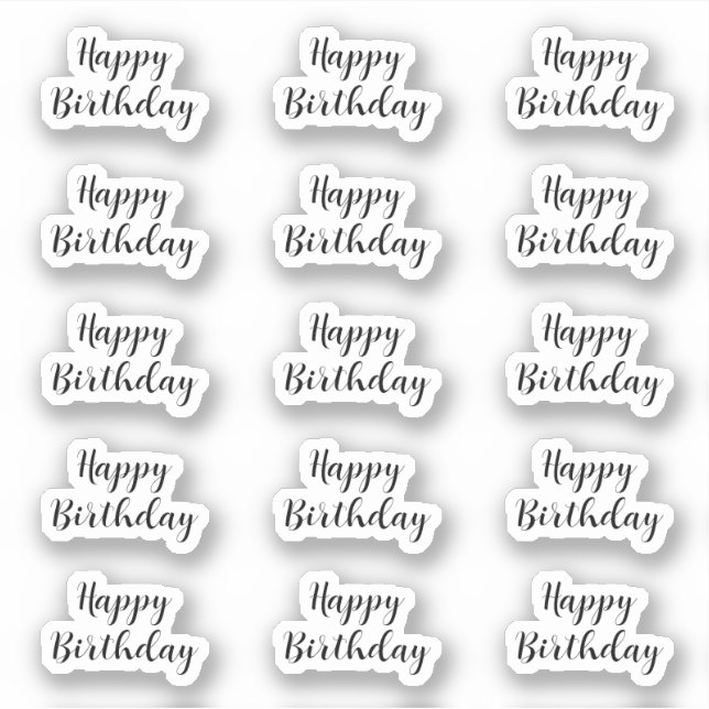 Happy Birthday Custom Text Age Black White Simple (Front)