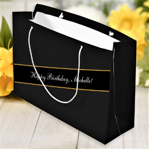 Happy Birthday Custom Text Elegant Personalised Large Gift Bag
