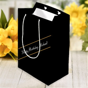 Happy Birthday Custom Text Elegant Personalised Medium Gift Bag