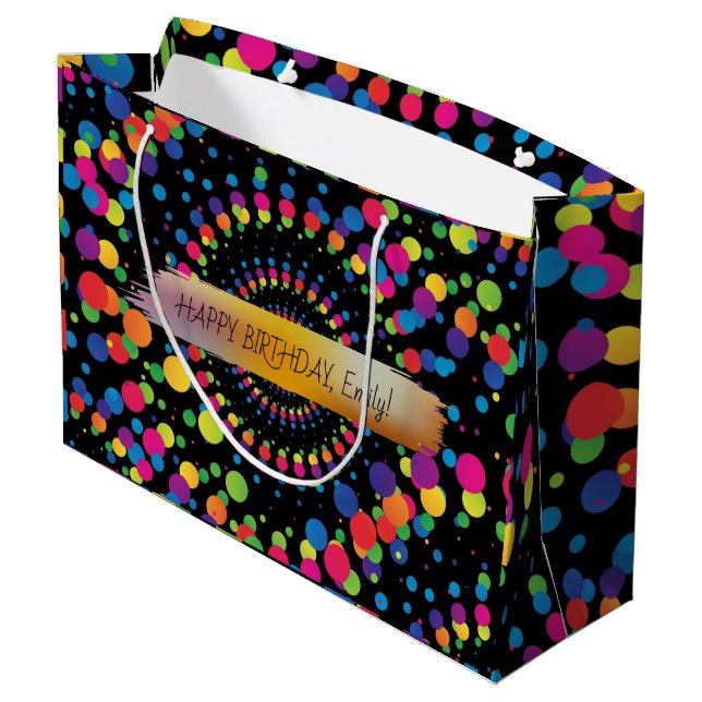 Happy Birthday Custom Text trendy Personalised  La Large Gift Bag (Back Angled)