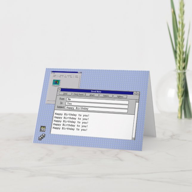 Happy Birthday Custom Windows 95 Computer Theme  Card (Front)