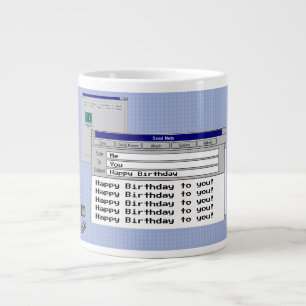 Happy Birthday Custom Windows 95 Computer Theme   Large Coffee Mug