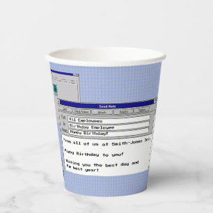 Happy Birthday Custom Windows 95 Computer Theme Paper Cups
