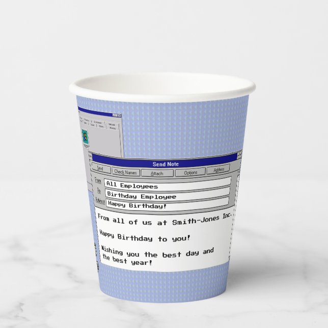 Happy Birthday Custom Windows 95 Computer Theme   Paper Cups (Front)