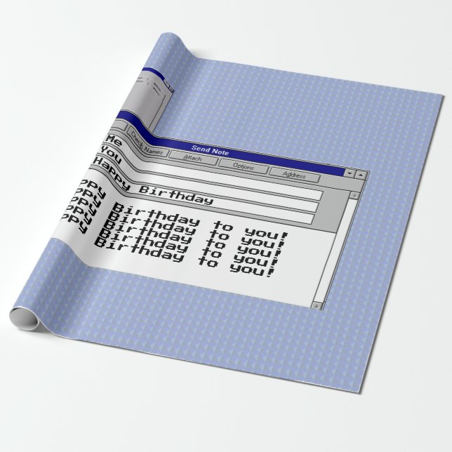 Happy Birthday Custom Windows 95 Computer Theme   Wrapping Paper (Unrolled)