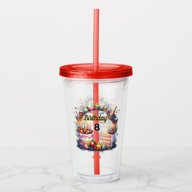 Happy Birthday Custom Year Acrylic Tumbler (Front)