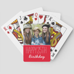 Happy Birthday Custom Year And Photo Red Playing Cards