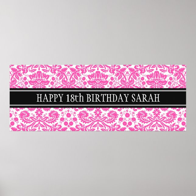 Happy Birthday Custom Year Name Banner Poster (Front)