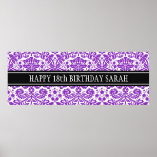 Happy Birthday Custom Year Name Banner Poster