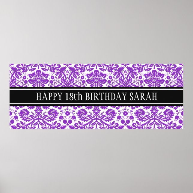 Happy Birthday Custom Year Name Banner Poster (Front)
