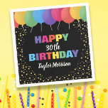 Happy Birthday Custom Year Name Colorful Balloons Napkin<br><div class="desc">Celebrate your special someone with these fun and colorful birthday napkins featuring brightly colored balloons and faux gold confetti.  Just add the birthday person's age and name to personalize. Bold and colorful yet simple and fun - the perfect napkins for any aged birthday party celebration.</div>