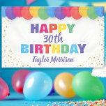 Happy Birthday Custom Year Name Colourful Balloons Banner<br><div class="desc">Celebrate your special someone with this fun and colourful birthday banner featuring brightly coloured balloons and faux gold confetti.  Just add the birthday person's age and name to personalise. Bold and colourful yet simple and fun - the perfect banner for any aged birthday party celebration.</div>