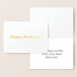 Happy birthday! Customisable message Gold white Foil Card