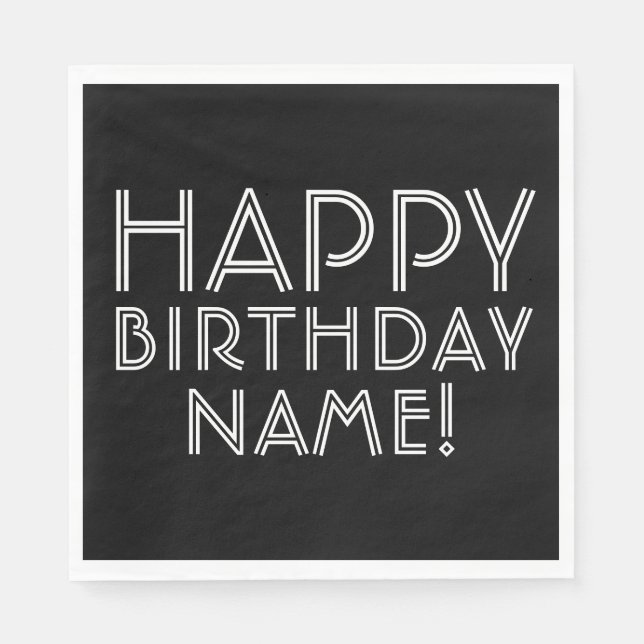 Happy Birthday & Customisable Name   Napkin (Front)