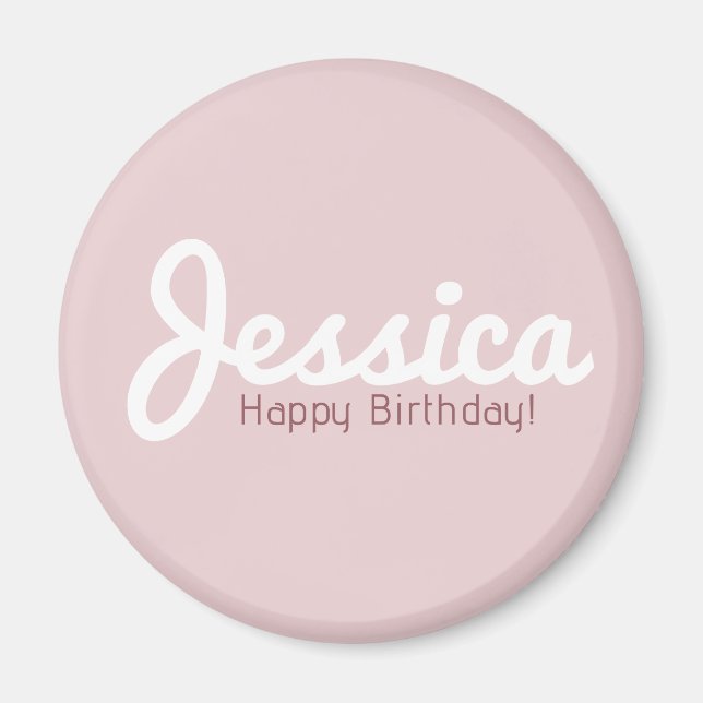 Happy Birthday, Customisable Name | Rose Gold Magnet (Front)