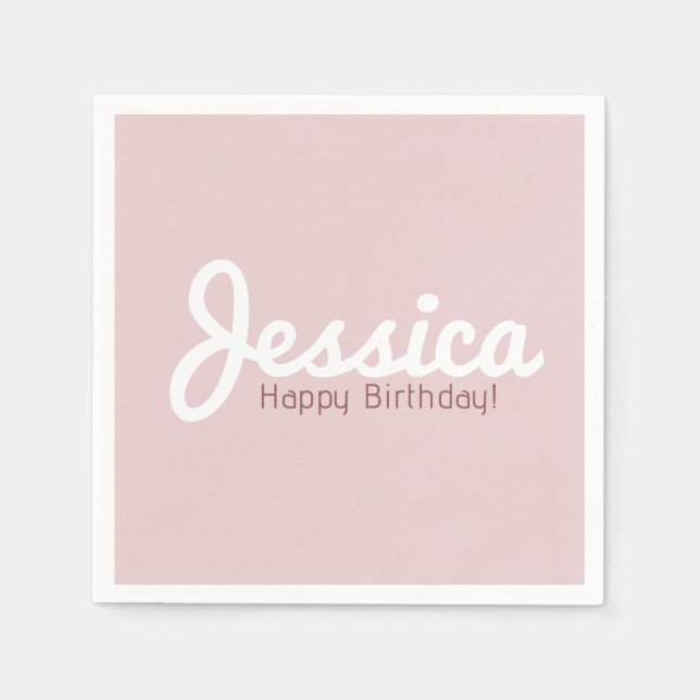 Happy Birthday, Customisable Name | Rose Gold Napkin (Front)