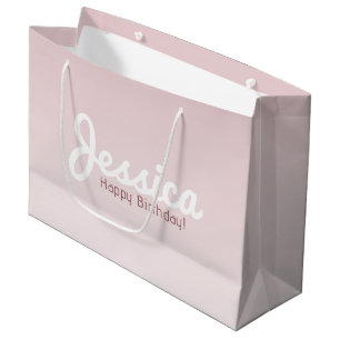 Happy Birthday, Customisable Name   Rose Ombre Large Gift Bag