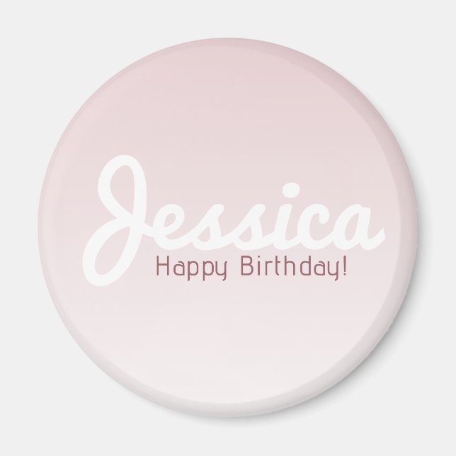 Happy Birthday, Customisable Name | Rose Ombre Magnet (Front)