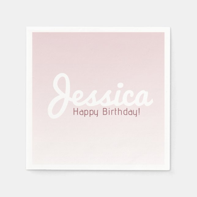 Happy Birthday, Customisable Name | Rose Ombre Napkin (Front)